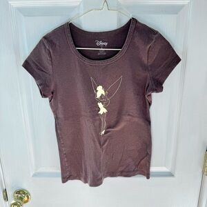 Vintage 90’s Y2K Disney Brown Gold Tinkerbell T-Shirt SMALL
